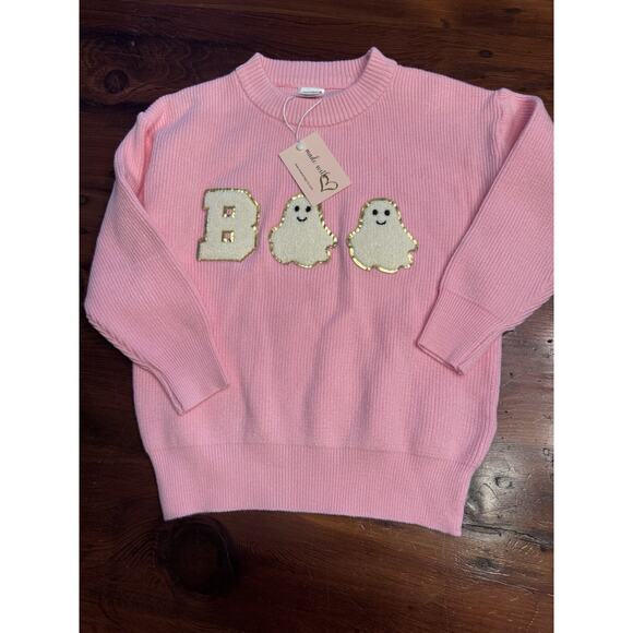 Mia Belle Girls Pink Boo Ghost Halloween Sweater Size 3T NWT $35 - Picture 2 of 16